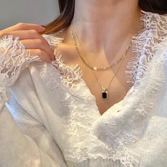 双层小金牌项链